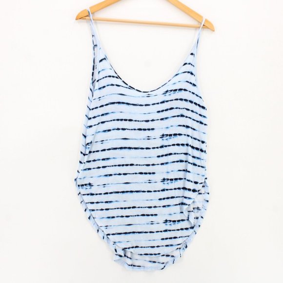 Me To We X Pacsun Blouse Top Womens Blue Lightweight Striped Sleeveless Small S - Picture 1 of 9